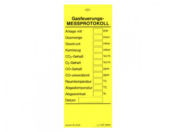 Meßprotokoll für Gas