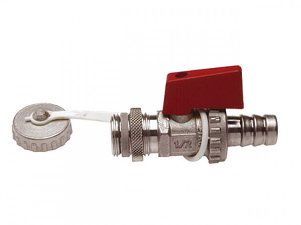 Kfe-Kugelhahn 1/2"SD vernickelt mit Schlauchverschraubung